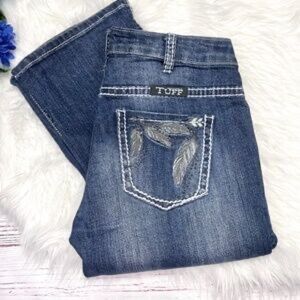 Women's Dark Blue Embroidered Pocket Jeans